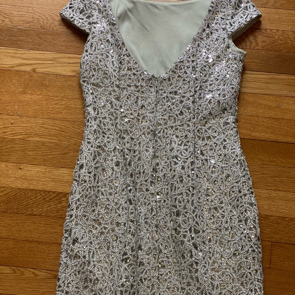 Adrianna Papell Silver Dress - Size 4 - Picture 2 of 5